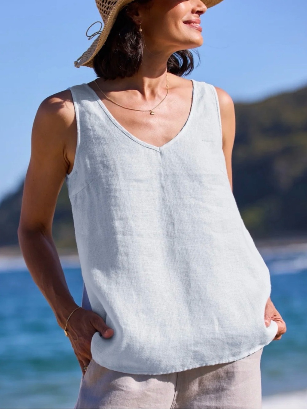 NOMAD the LABEL Tilba French Linen Top Serene Blue Medium